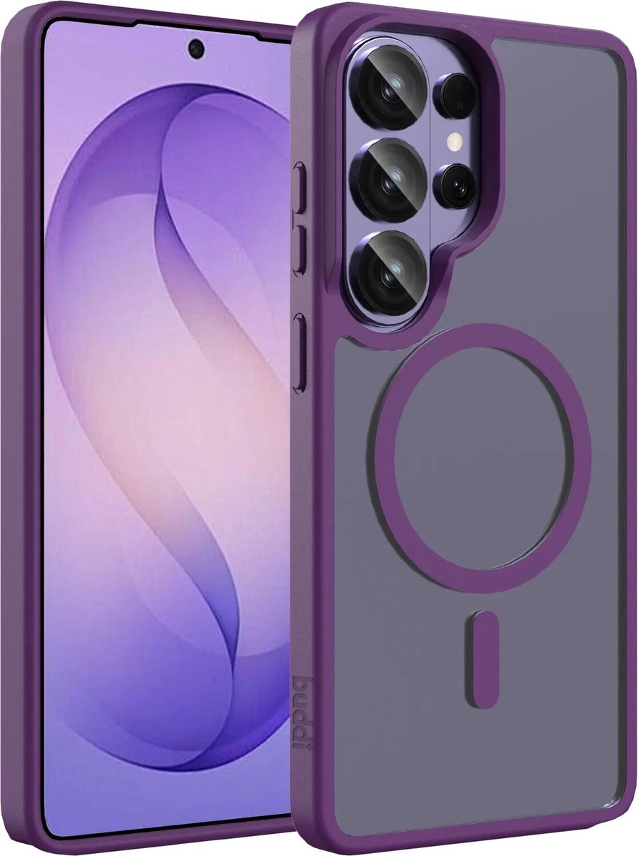 Buddi Frost Hoesje Geschikt voor Samsung Galaxy S26 Ultra - Mat Paars - MagSafe Back Cover - Matchende kleur - Shockproof - Slank