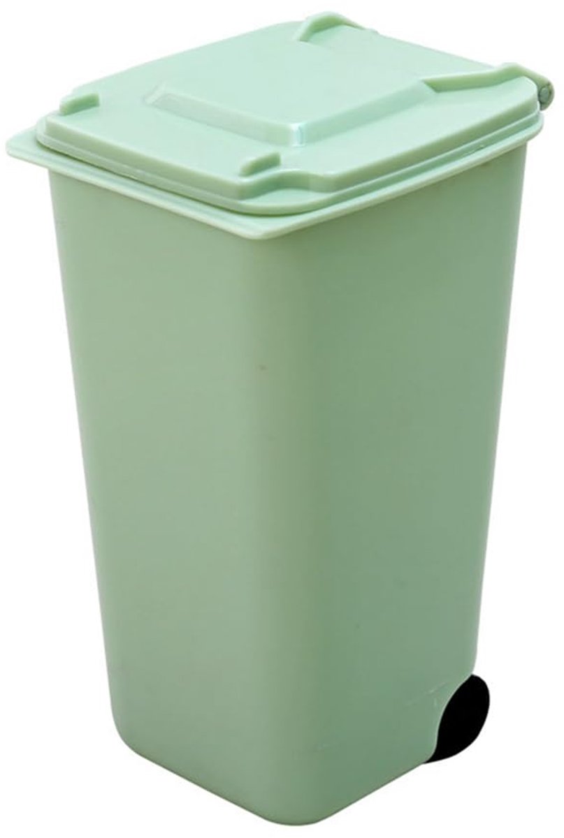 Vuilnisemmer tafelprullenbak met deksel bureau prullenbak afvalemmer deksel afvalcontainer kleine vuilnisbak voor badkamer, keuken, thuiskantoren, dorm kamer, groen, 2 stuks