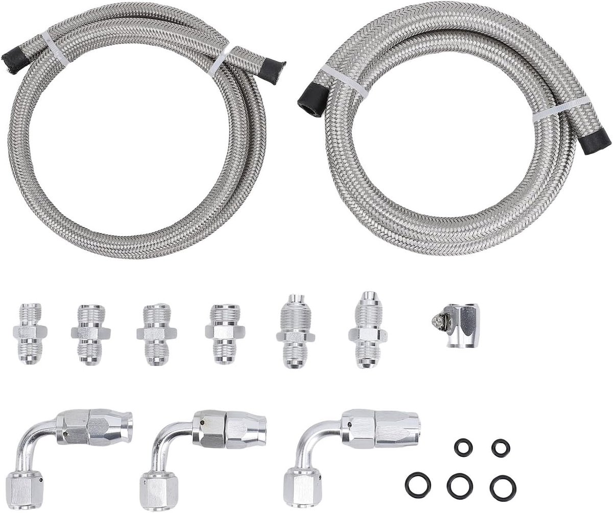 25 Inch 6An Stuurbekrachtigingspompslangset Nylon Roestvrijstalen Waterdichtingsvervanging voor C10 LS Swap Verbindt Type 2