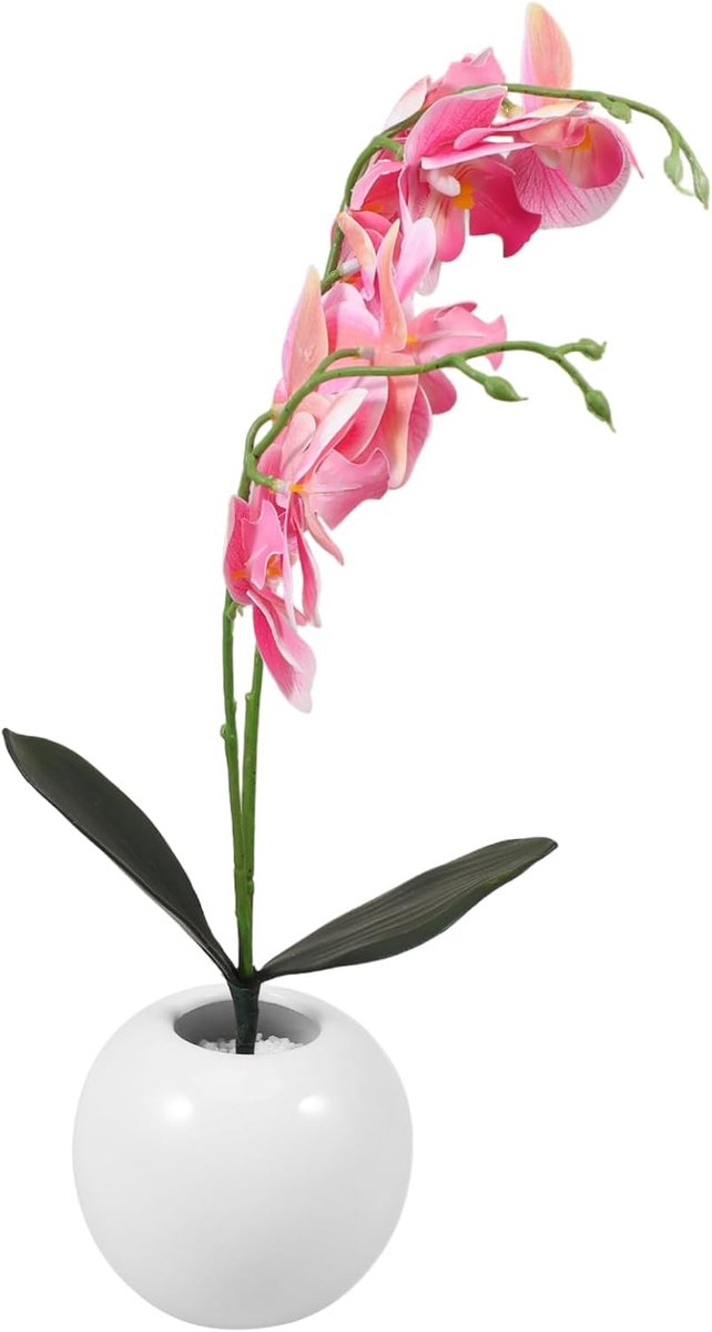 Phalaenopsis Potplant Bonsai Boom Kunstmatig Paars Binnen Ingemaakt Kunstbloemen in Pot Kunstmatige Plantenversieringen Nep Planten Decor Valse Planten Roze Keramiek
