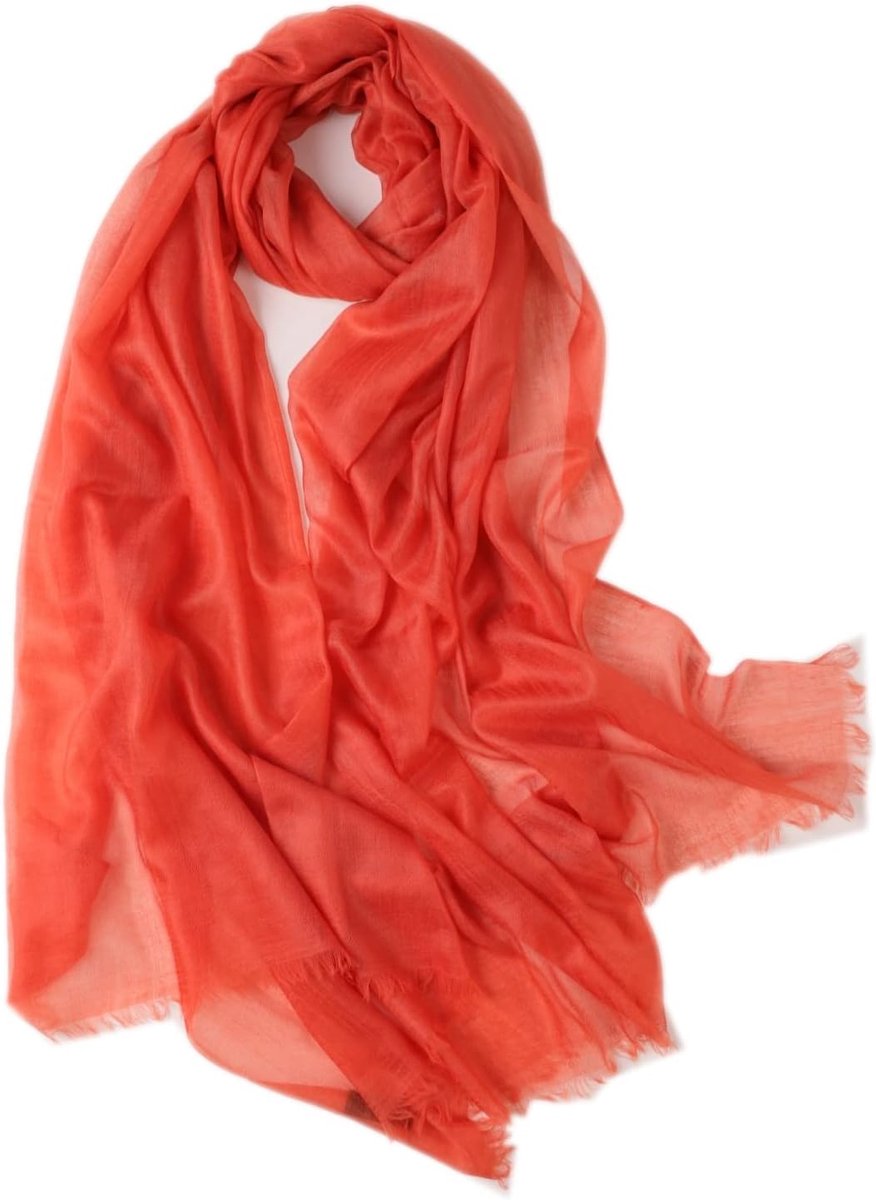 100% kasjmier veer-lichte ring Pashmina sjaal avondjurk stola van fijn 200 garen kasjmier draden, 24. oranje-rood, 200 cm X 100 cm