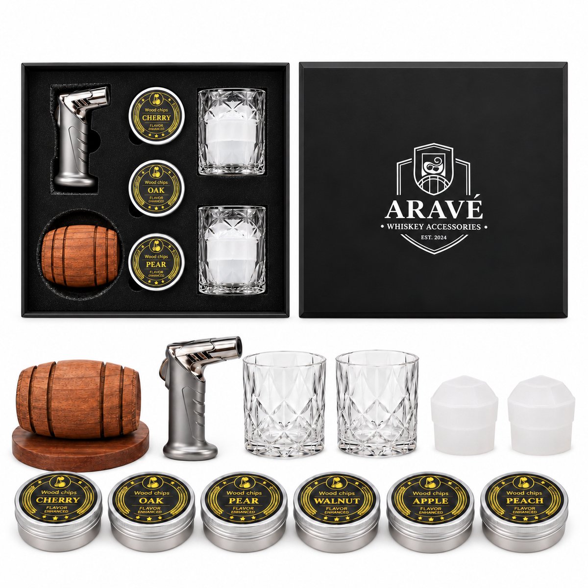 Aravé® Whiskey Smoker - Cocktail Smoker - Premium Whiskey Smoker Set - Whiskey - Cocktail