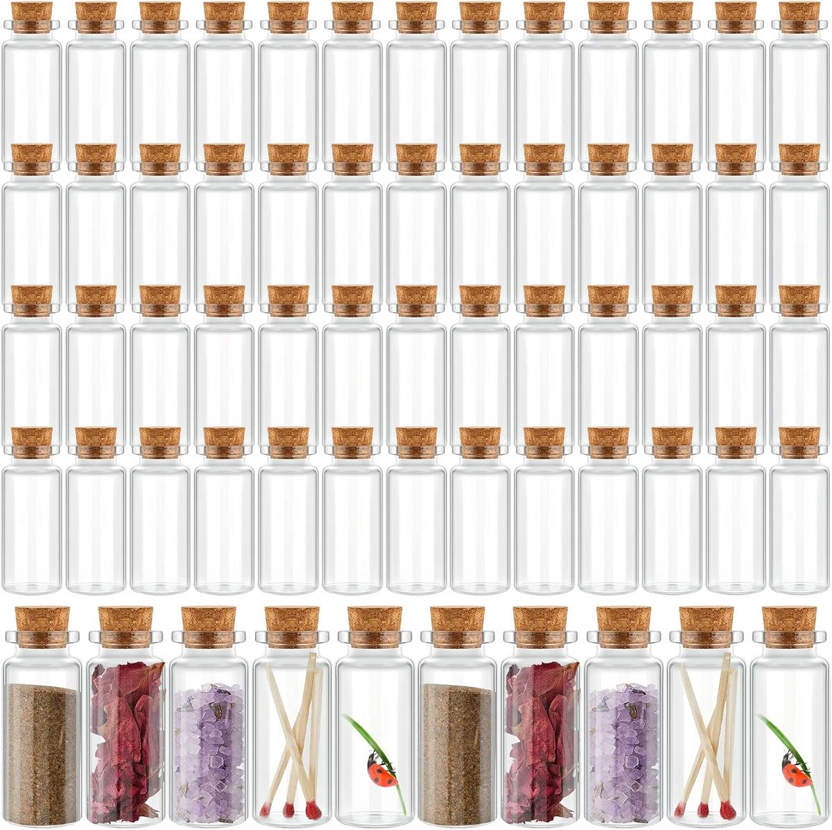 Flessen kurkstoppers kleine glazen flessen doe-het-zelf mini glazen potten kleine doorzichtige flesjes met kurkdeksels kurkflessen voor displaykunst ambachten decoratie