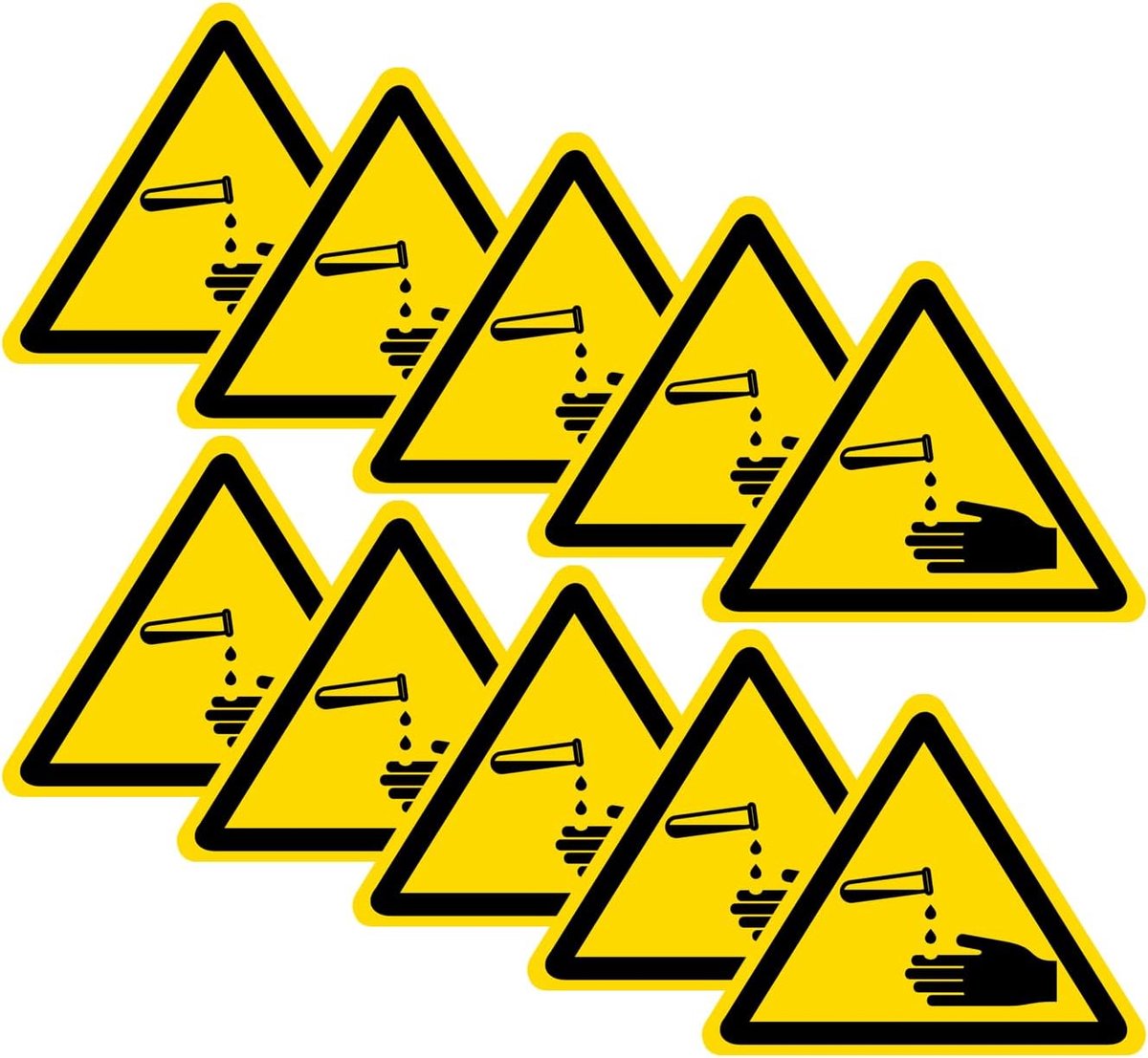 10 STKS Waarschuwing Corrosieve Veiligheid Sign - Zelfklevende Vinyl Sticker (60mm x 49mm)