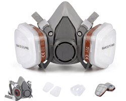 Rekx® Halfgelaatsmasker - 2 verwisselbare luchtfilters - Gasmasker - Stofmasker - Herbruikbaar - Grijs
