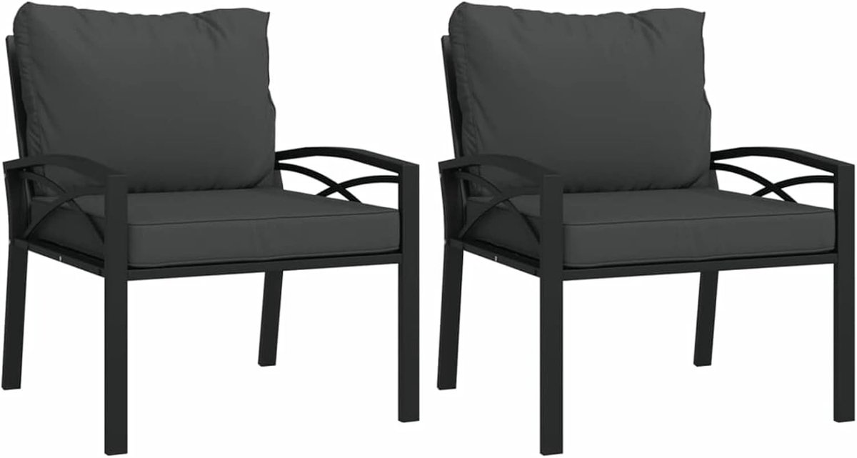 2 stuks tuinstoelen tuinstoel met kussen balkonstoel terrasstoel eetstoel staal 68x76x79 cm