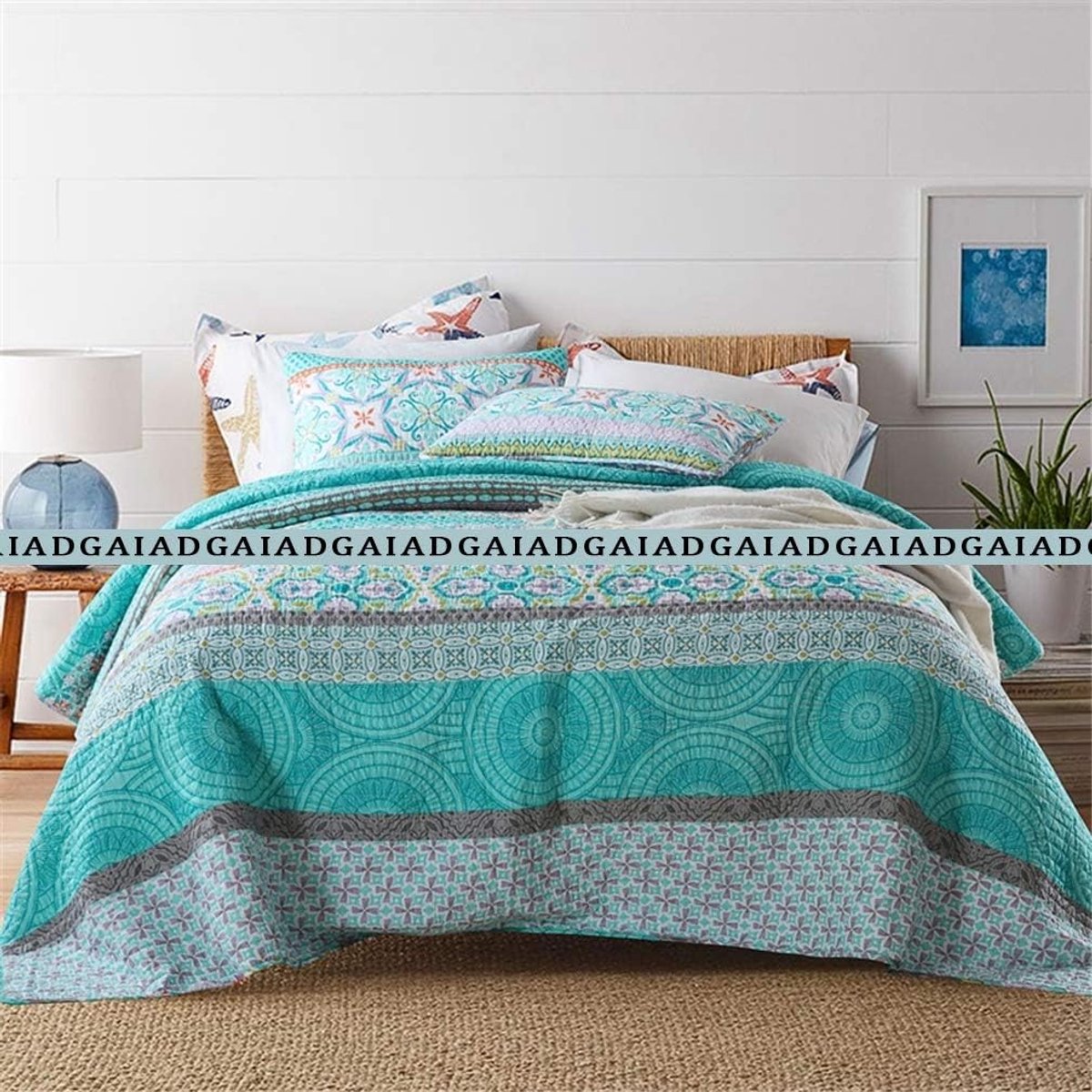 Sprei Bed 135 Bedrukt Blauwe Streep 3 Stuks Wasbare Omkeerbare Bouti Sprei 100% katoen, Comfortabel 230x250cm, Meerblauw The New