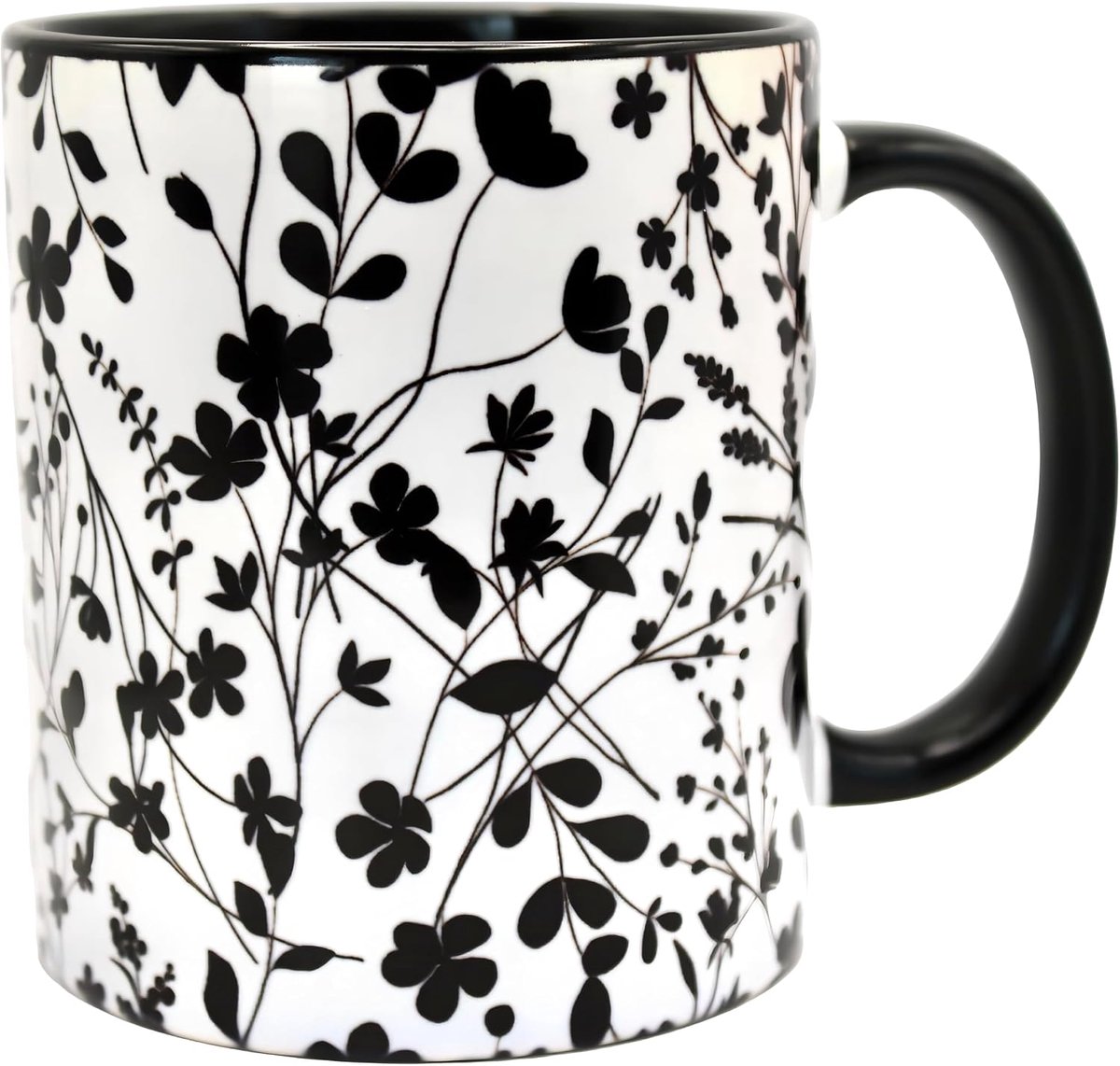 Zone Keramische Koffiekopjes, Drinkbeker, Zwart-wit Bloemenpatroon, Mok voor Zeeliefhebbers, Creatieve Unieke Mokken voor Onvergetelijke Momenten