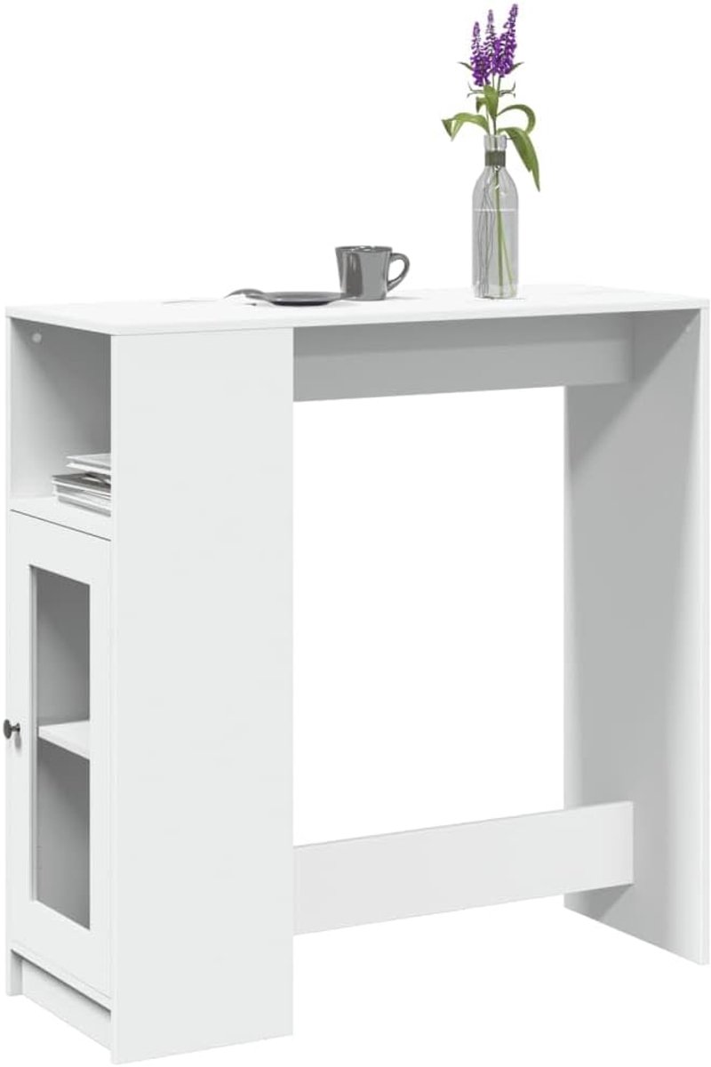 Bartafel met plank, wit, eetkamer, tafel, eetkamermeubel voor keuken, 101 x 40 x 103,5 cm, houtmateriaal