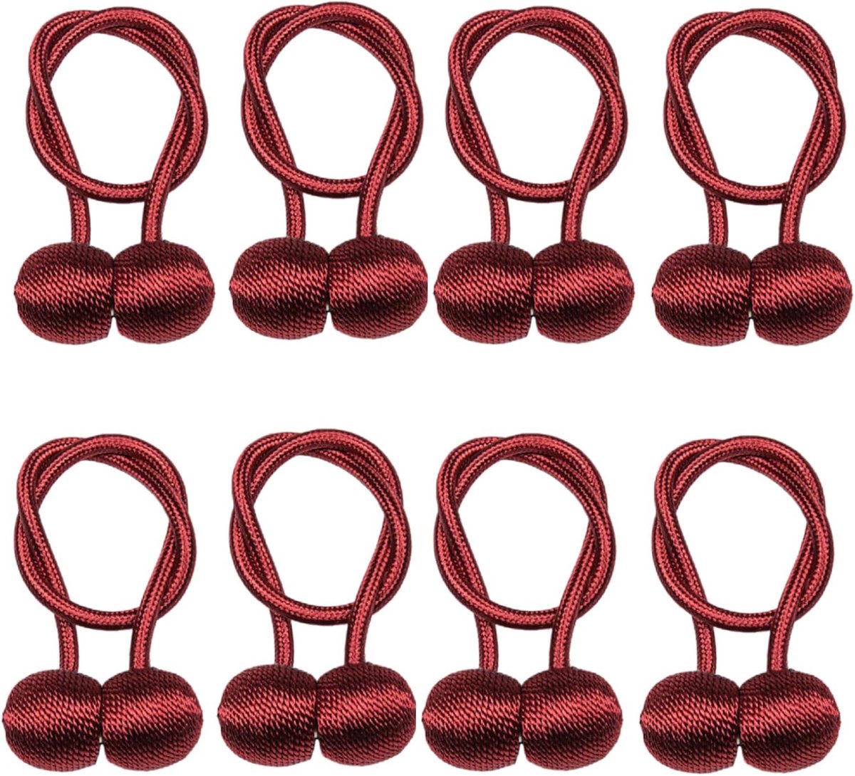 Gordijn Holdbacks 8 Delige set Magnetische Gordijnclips 48cm Boren Of Installatie Niet Nodig Rood