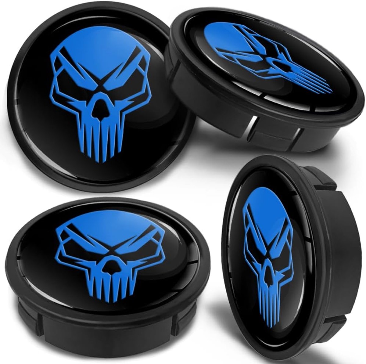 4 stuks naafdoppen, naafdoppen, velgdoppen, wielnaafdoppen, wielnaafdoppen met siliconen sticker, 60 mm, doodskop, CX 40