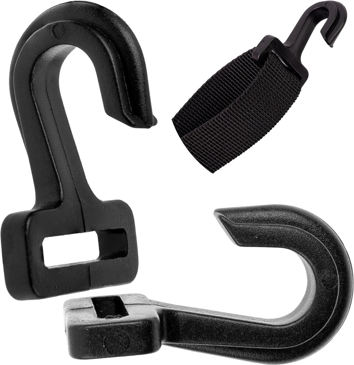 Day Mate Spanhaken voor tentstokken tot Ø 10 mm dik en 20 mm breed, zwart ABS-kunststof, haken voor buitentent, luifel, voortent
