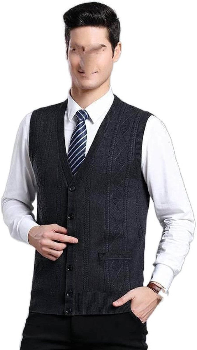 Argyle V-Hals Gebreid Vest Vest, Herfst En Winter Klassiek Vest Trend Casual Heren Kasjmier Gemengd Vest, Business Gentleman Knitwear Sweater Vest Tank Tops