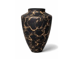 Terroso® Julia - Handgemaakte Glazen Vaas - Bloemenvaas - Zwart Mat - Interieur Woondecoratie - 36 cm Hoog