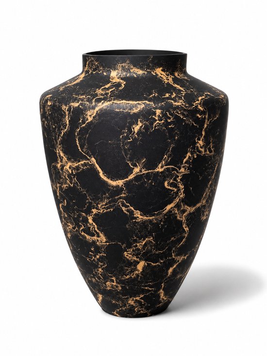 Terroso® Julia - Handgemaakte Glazen Vaas - Bloemenvaas - Zwart Mat - Interieur Woondecoratie - 36 cm Hoog