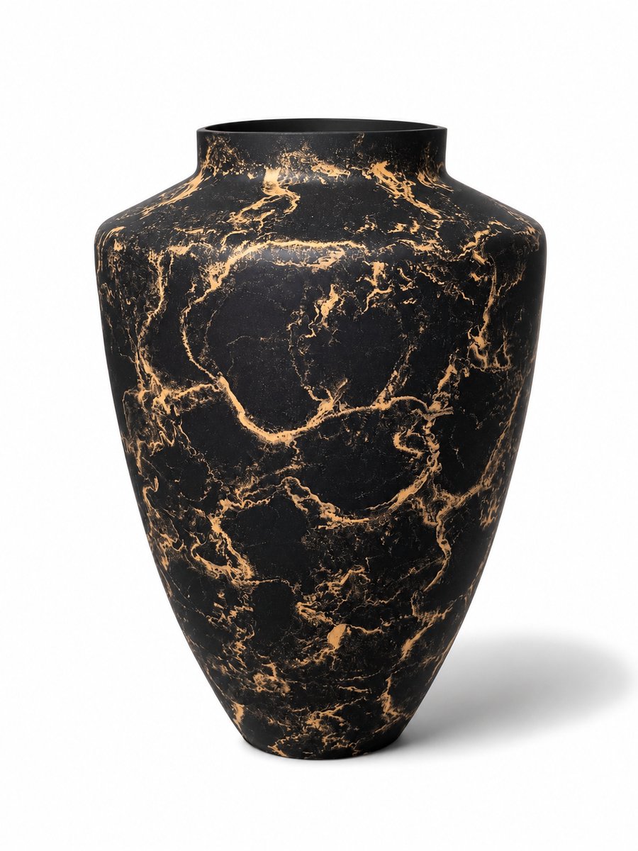 Terroso® Julia - Handgemaakte Glazen Vaas - Bloemenvaas - Zwart Mat - Interieur Woondecoratie - 36 cm Hoog