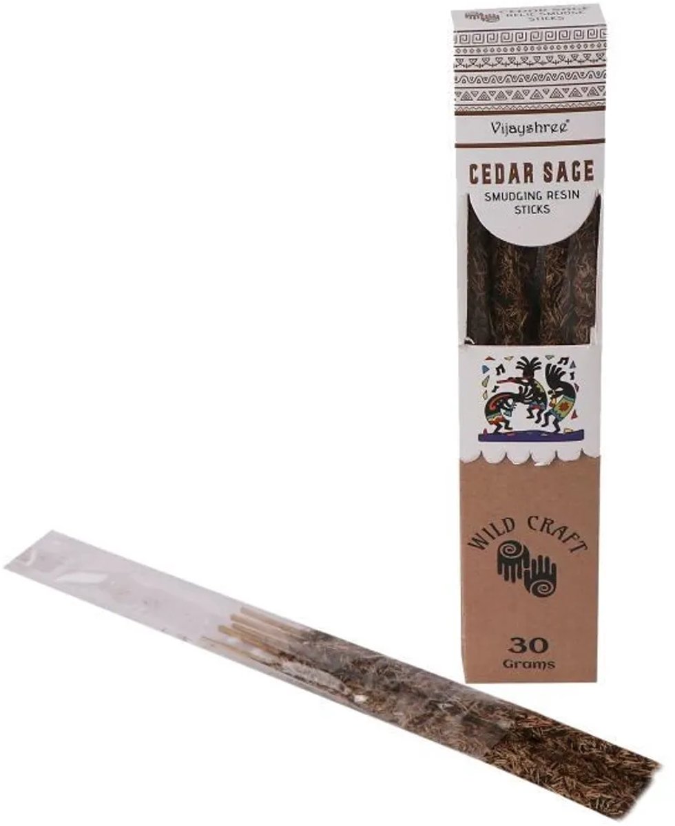 AUM Fragances 2stuks Natuurlijke wierook - Gouden ceder en salie rookharsstokjes - ruwe wierook 2x6st