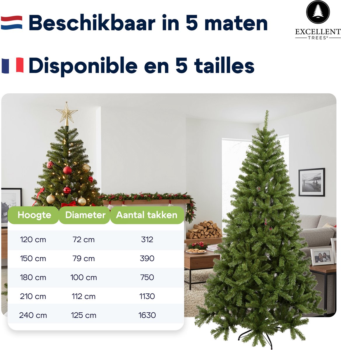 Excellent Trees® Oppdal 150 cm Slanke kunstkerstboom - ⌀82cm - 150cm – foto 5