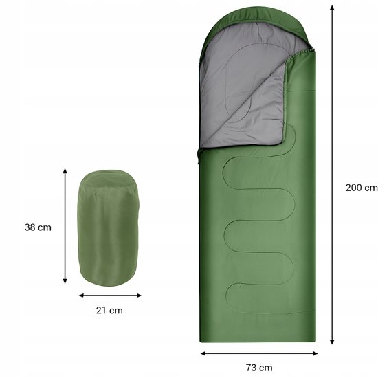 Merkloze Mummie Slaapzak 210x75cm met Capuchon - Kamperen & Outdoor — afbeelding 2