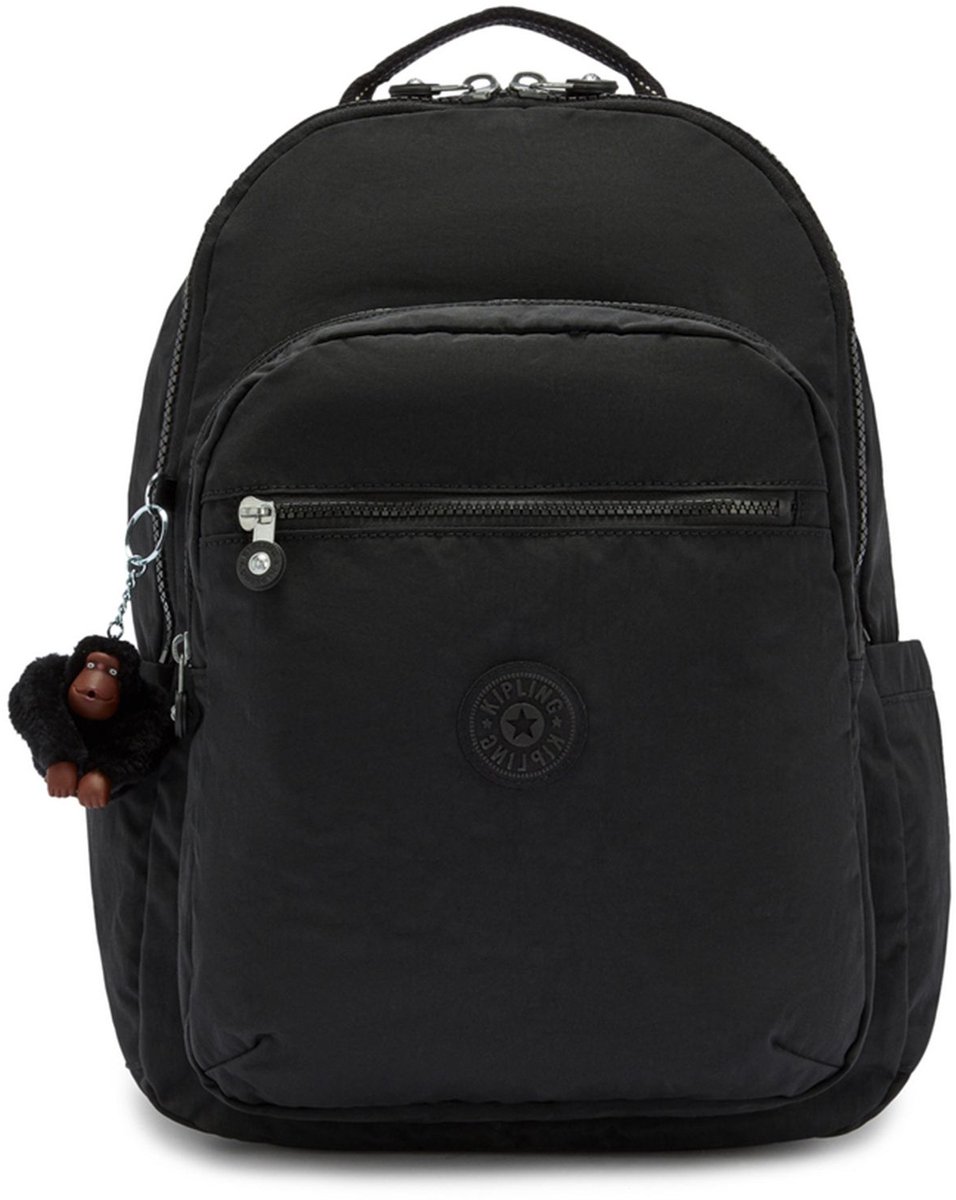kipling rugzak met laptopvak Back To School Seoul Backpack True Black zwart