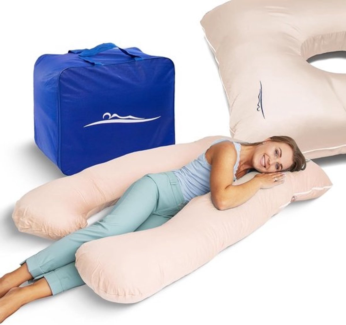 Zijslaapkussen - Comfortkussen - Ontspannen slapen - Ademend bamboe - overtrek - 100 x 150 cm - Beige
