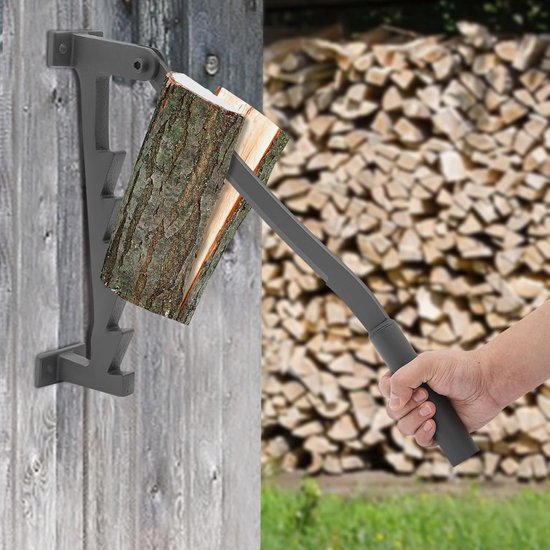 Handmatige houtsplijter met lange handgreep, wandgemonteerde brandhoutsplijter, wandmontage, handhoutsplijter, wandhouder — afbeelding 2