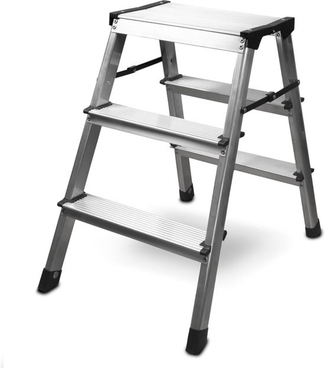 Inklapbare huishoudladder - Aluminium - 2 x 3 treden - TÜV-getest - Tot 150 kg