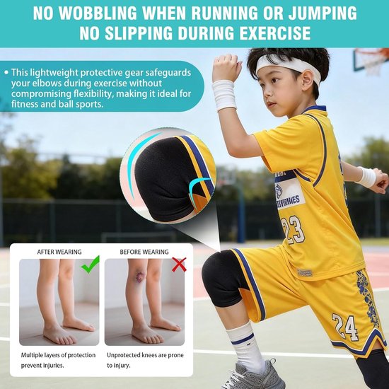 Kniebandage voor kinderen, compressiesleeve in zwart, ondersteuning voor sportactiviteiten zoals voetbal en gymnastiek, geschikt voor dagelijks gebruik, één maat — afbeelding 3