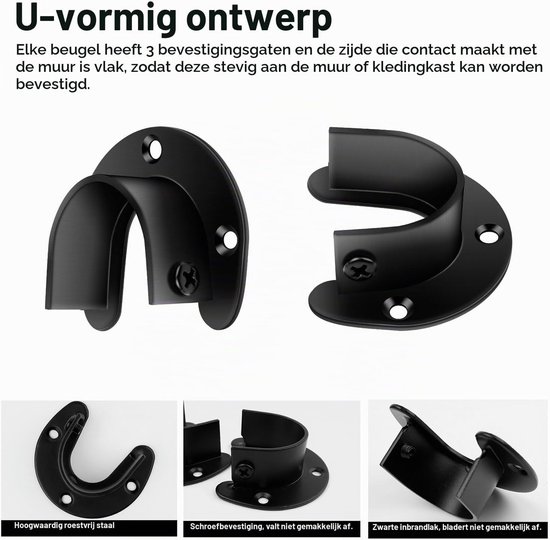 Ronde buishouder voor 32mm stangen - Set van 2, ideaal voor bevestiging en ondersteuning — afbeelding 2