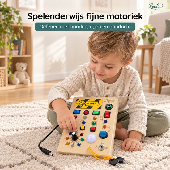Leefico Montessori Busy Board Kompas - Activiteitenbord voor Peuters - Sensorisch Speelgoed - Houten Speelgoed voor Peuters en Kleuters van Leefico — afbeelding 5