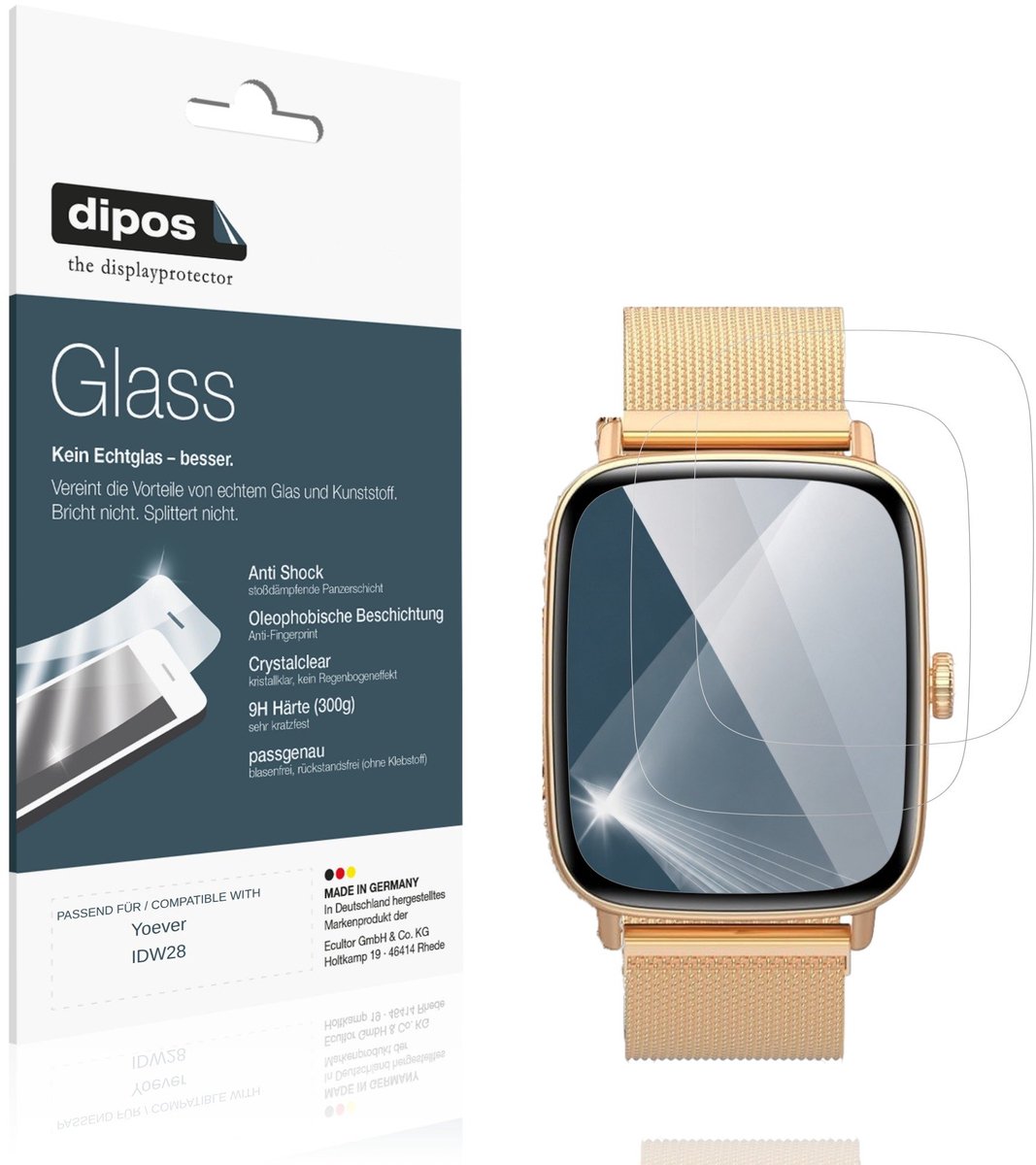 dipos – 2x Pantserfolie geschikt voor Yoever IDW28 | 9H Screenprotector