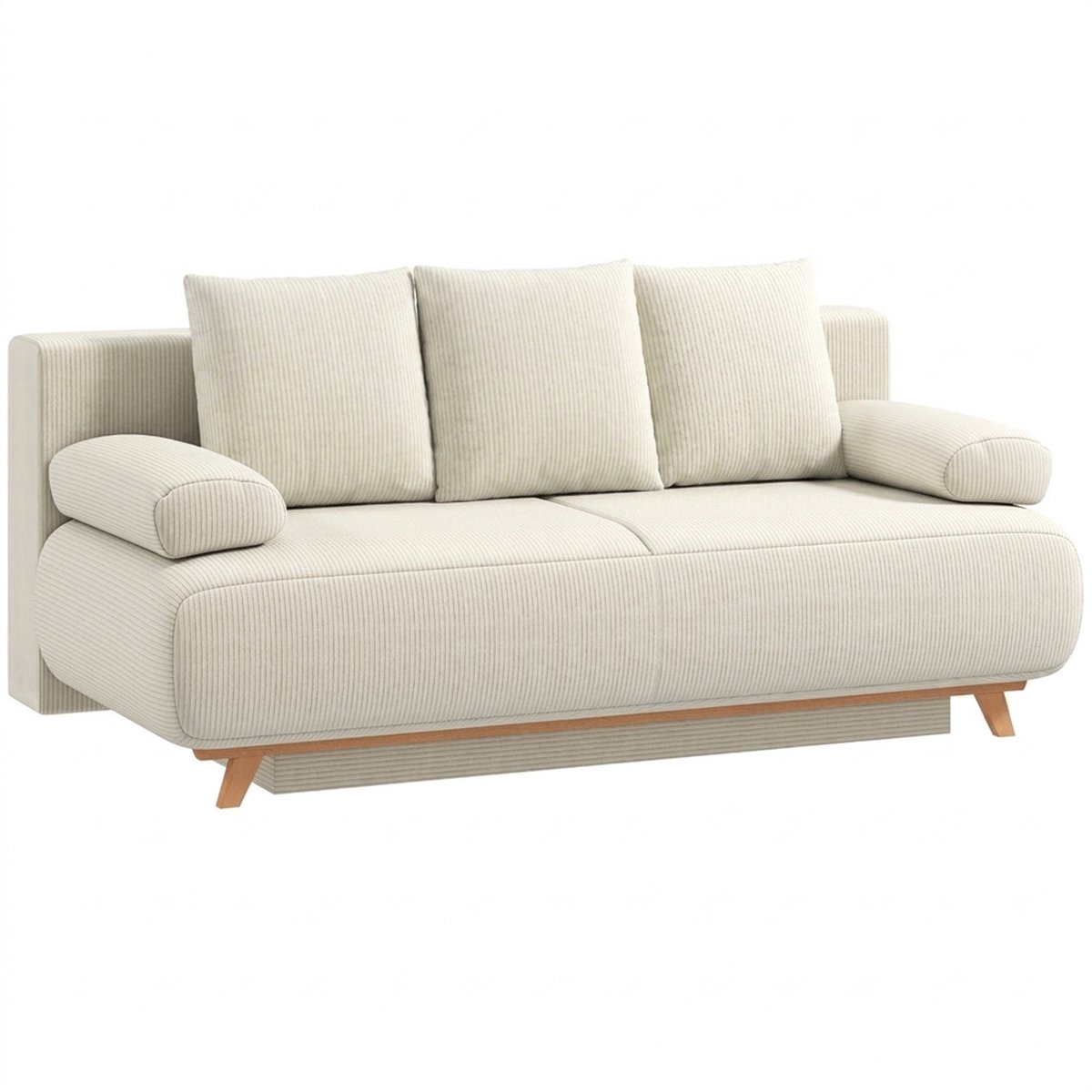 Homona Slaapbank - Met opbergruimte - Cord - 188 x 140 x 40 cm - Beige