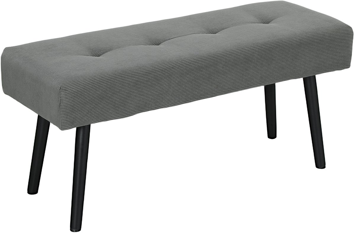 Homona Gestoffeerde bank met corduroy bekleding - Zitbank met stalen poten - 100 x 36 x 45 cm - Grijs