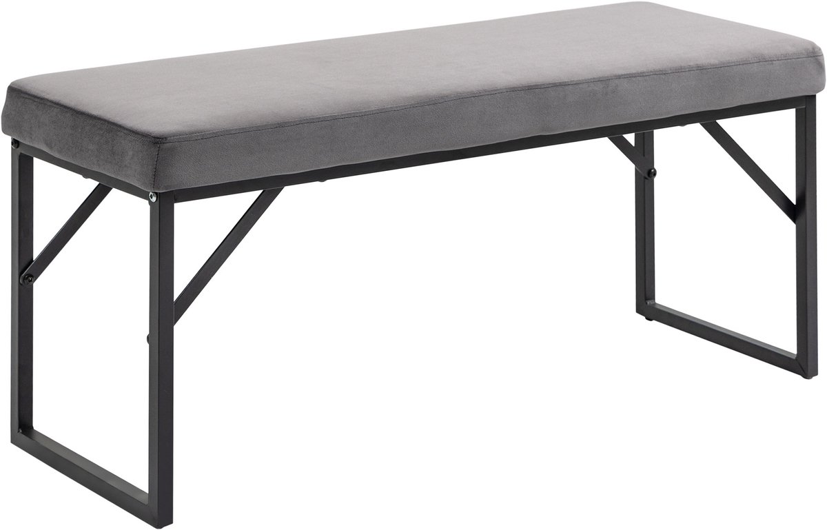 Homona Zitbank - Met fluweelzachte bekleding - 100 x 35 x 47 cm - Donkergrijs/Zwart