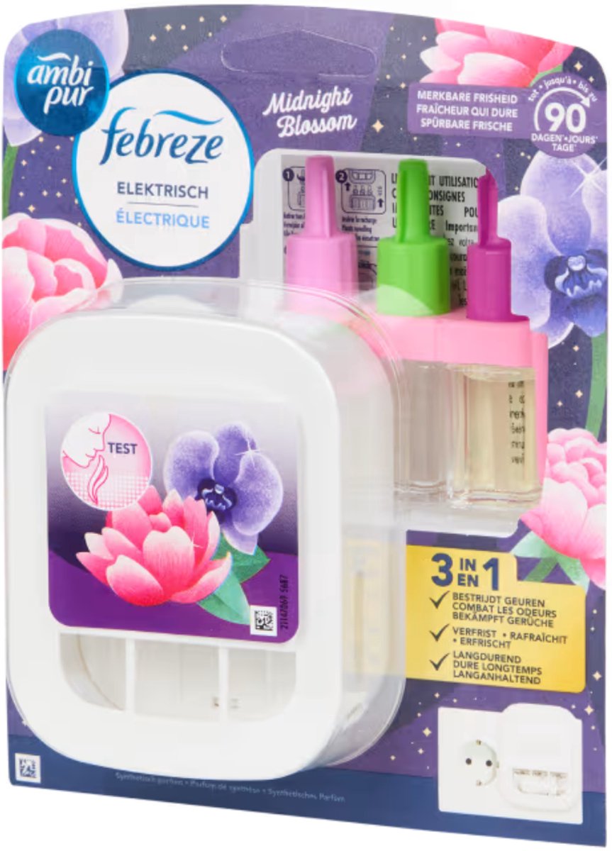 Ambi Pur 3volution elektrische luchtverfrisser Midnight Blossom 20 ml - Tot 90 dagen een frisse geur in huis