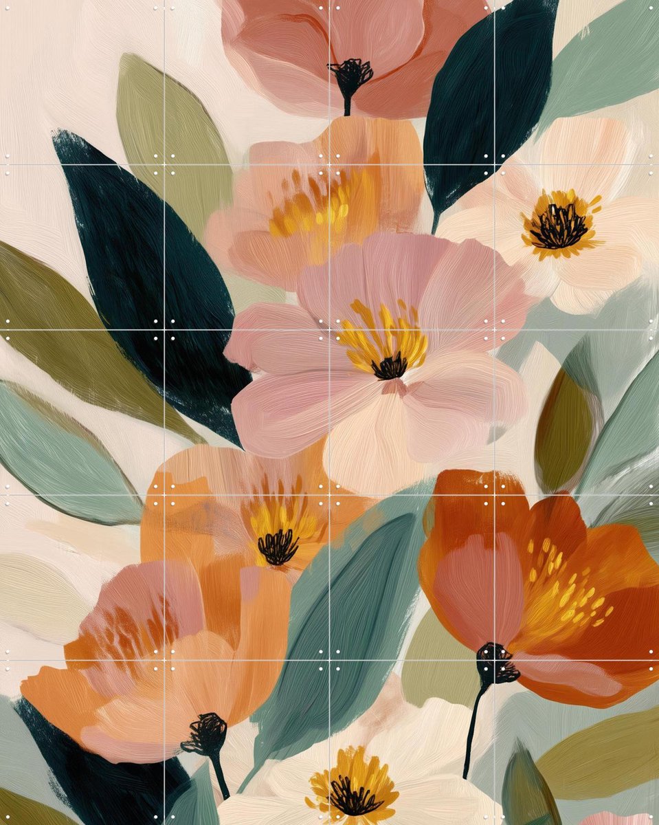 IXXI A Quiet Bloom, Branka Kodžoman - 80 x 100 cm - Gratis ophangtool - Grote wanddecoratie en posters - Schilderijen, Kwaststreken, Modern