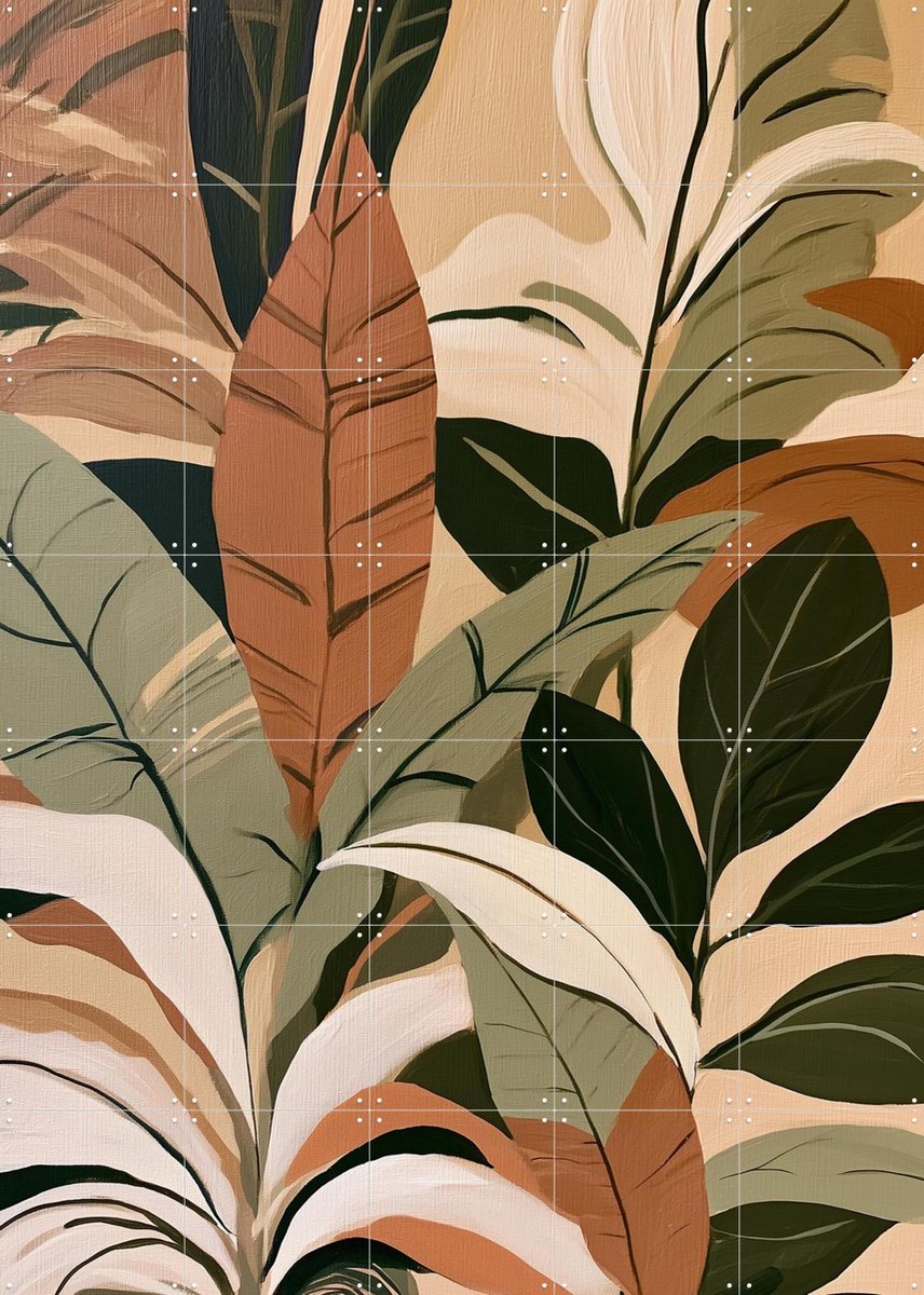 IXXI Tropical Foliage Organic Garden, Branka Kodžoman - 100 x 140 cm - Gratis ophangtool - Grote wanddecoratie en posters - Modern, Illustraties