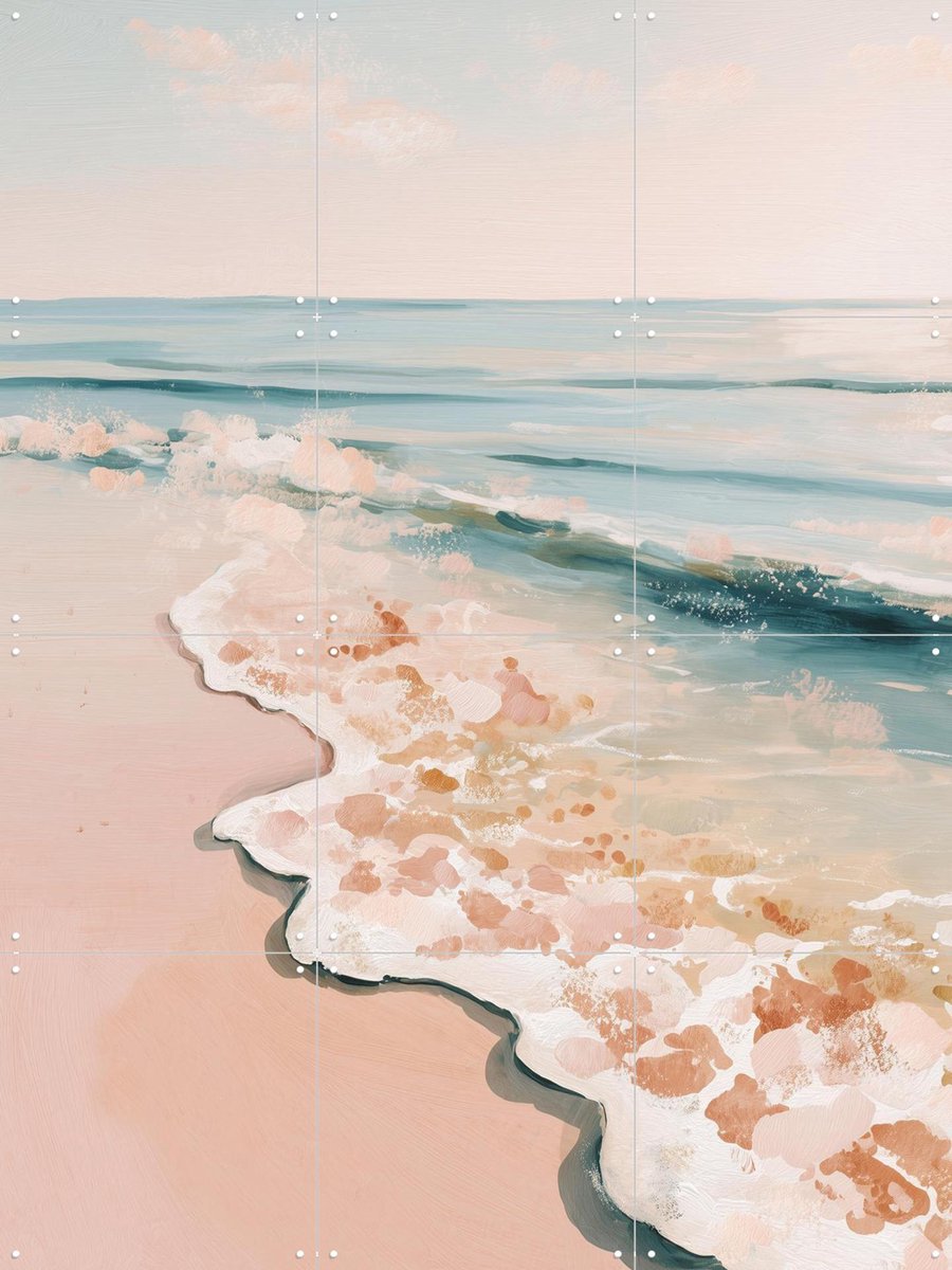 IXXI Pastel Ocean Shore, Branka Kodžoman - 60 x 80 cm - Gratis ophangtool - Grote wanddecoratie en posters - Kwaststreken, Aquarel, Slaapkamer
