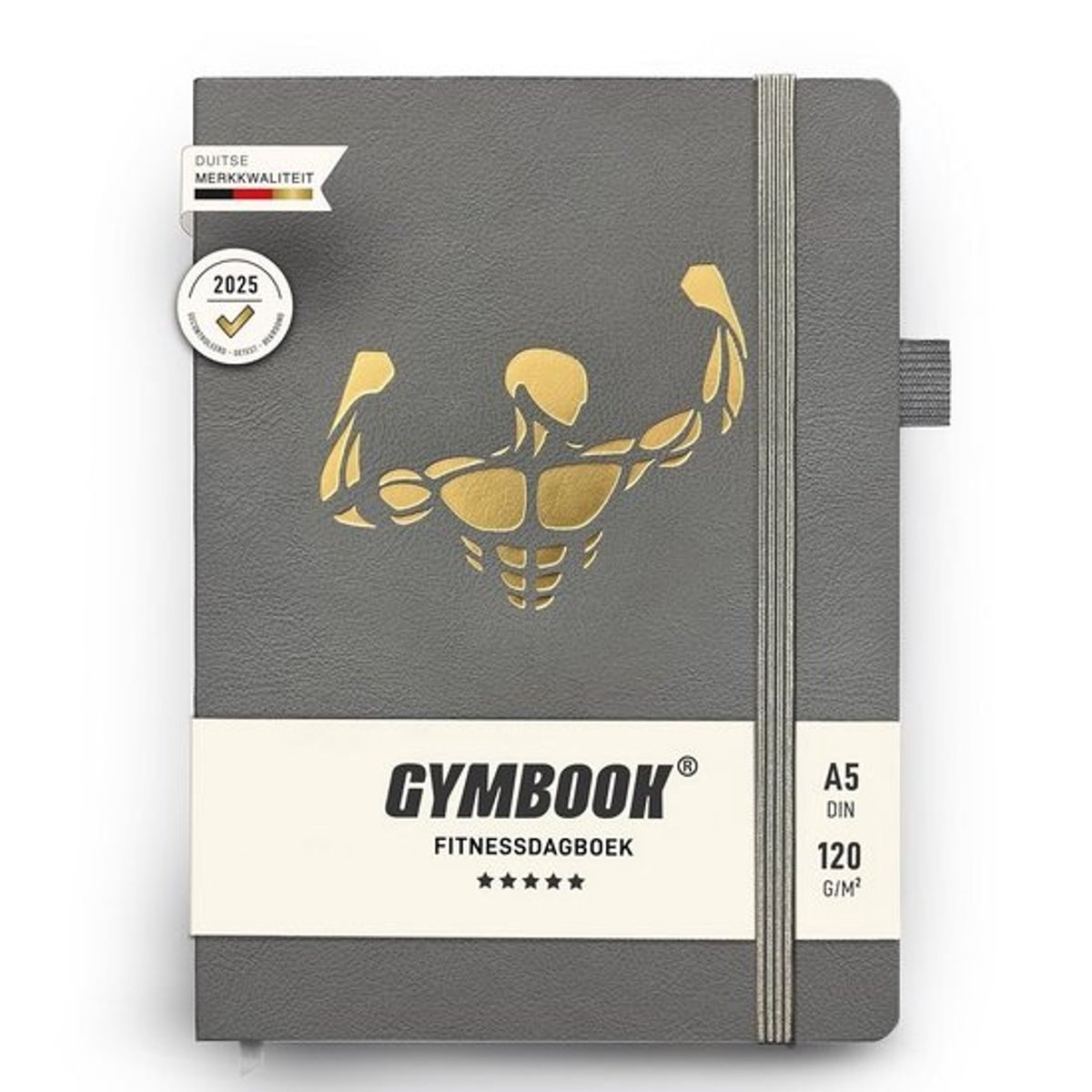 Fitnessdagboek - Trainingsplanner - Logboek - Voortgang bijhouden - Waterafstotende kaft - A5-formaat - Grijs