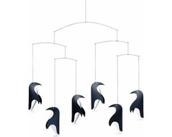 Wanddecoratie mobiel - Pinguïn - Zwart-wit staal