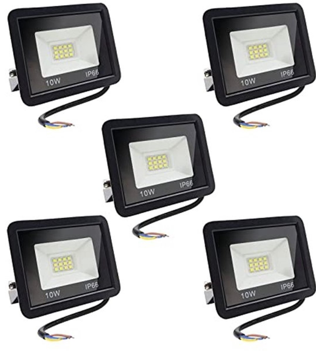Buiten LED-schijnwerper - 10 W - Waterdichte wandlamp - Voor tuin en garage - Set van 5 - Koud wit