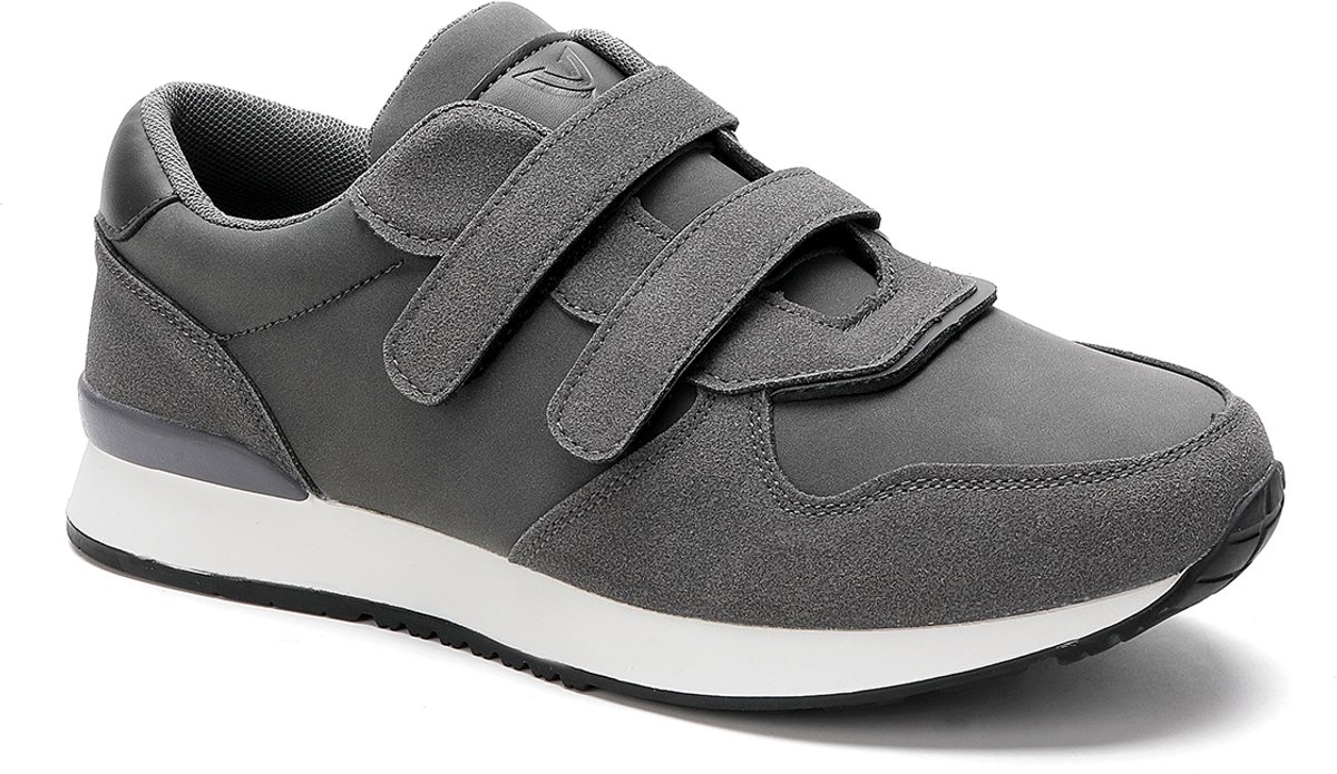 Vinto® Heren Schoenen - Klittenband Sluiting - Sneakers - Rubberen Zool - Grijs - Maat 45
