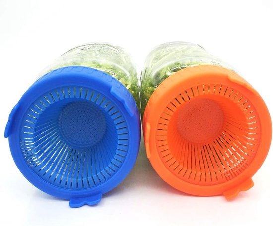 4 Stuks Gemakkelijke Spoel- en Afvoerdeksels voor Brede Monden Potten - Ideaal voor het Kiemen van Bonen en Groenten in Mason Jars en Spruit Kits — afbeelding 3
