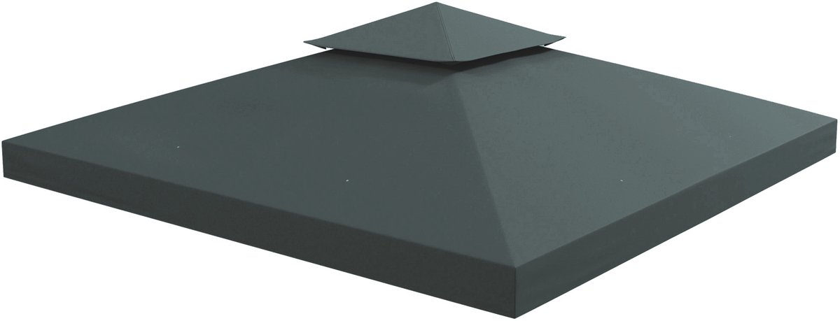 Reservedoek voor paviljoen, paviljoen, tent, 3 x 4 m, polyester, hoge dichtheid, 180 g/m², Donkergrijs