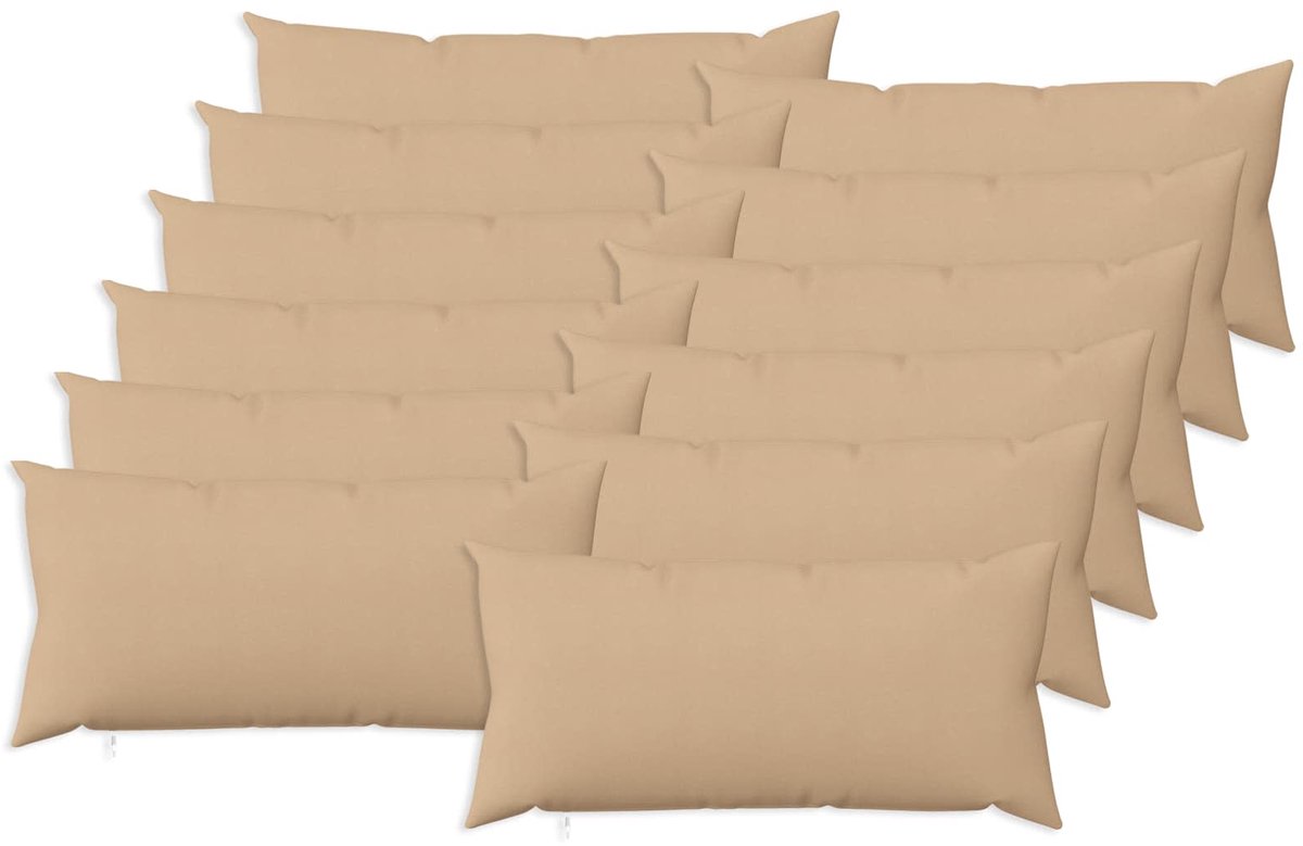 vidaXL Dekenkussen - 12 - st - HEERLEN - Crèmekleurig - 40 - x - 80 - cm - Stof
