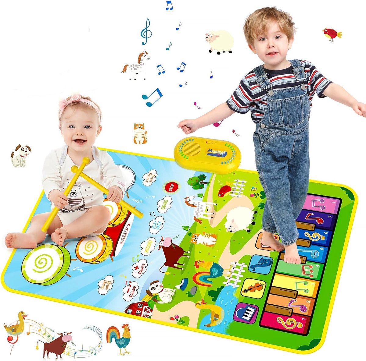 3 in 1 Muziekmat - Sensorisch speelgoed voor kinderen - Pianomat - Interactieve muziek speelmat voor baby's - Dierenboerderij - Interactieve muzikale mat met dierengeluiden - 1 jaar - 2 jaar - 3 jaar Voor Kinderen - 80x50 cm - meisjes en jongens