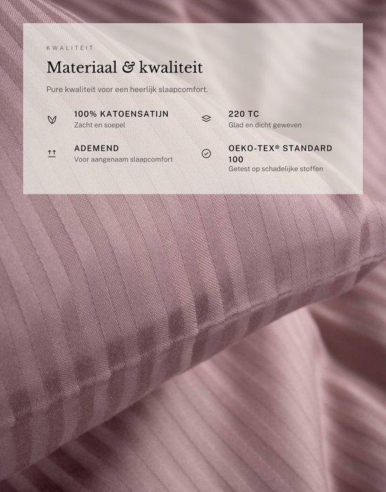 Essenza Essential Satin Dekbedovertrek Katoensatijn Woodrose - Tweepersoons – 200x200/220 cm — afbeelding 2