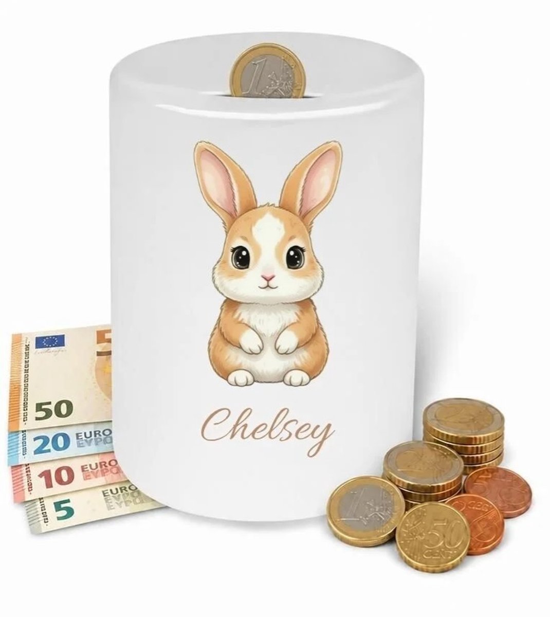 Spaarpot konijntje - gepersonaliseerd - met eigen naam - kinderkamer - babykamer - kraam cadeau - verjaardagscadeau