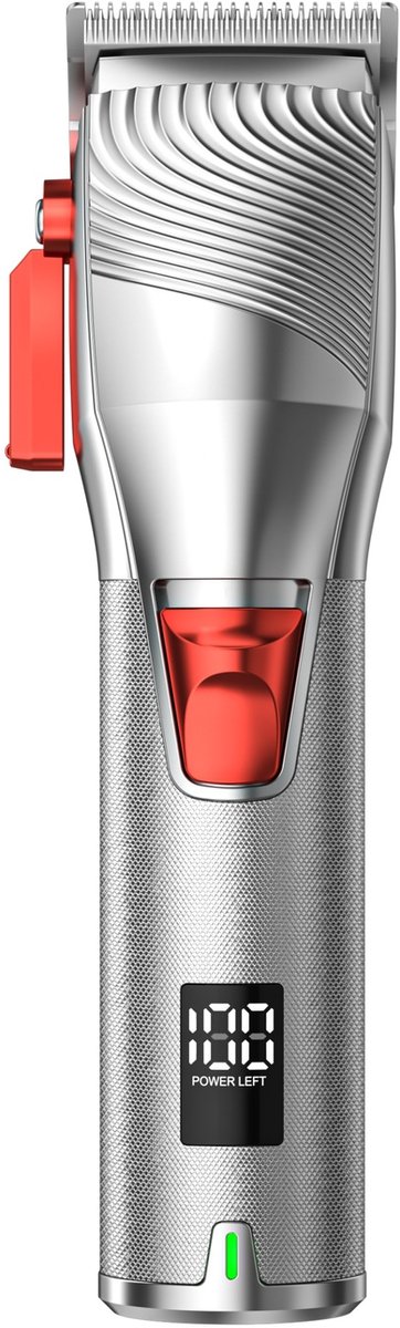TEKROA® Tondeuses - Professionele Draadloze Tondeuse - Tondeuse Mannen Hoofdhaar - Haartrimmer - Haartondeuse - Trimmer Baard - Barber Set - met LCD Display - met 6 Opzetkammen - zilver