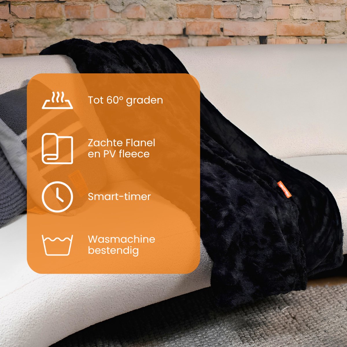 Elektrische warmtedeken fleece 180×130 cm - 10 warmtestanden - Warmyou Luxum XL - Zwart – foto 3